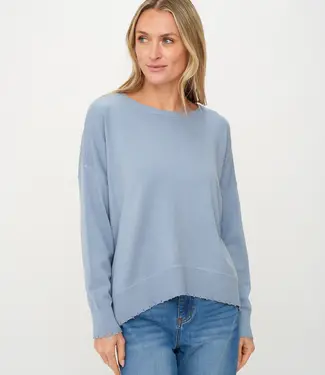 Angii Frayed Crew Neck Sweater