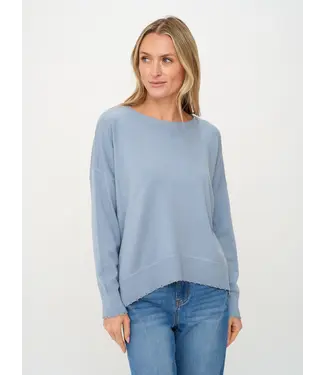 Angii Frayed Crew Neck Sweater