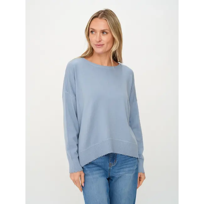 Angii Frayed Crew Neck Sweater