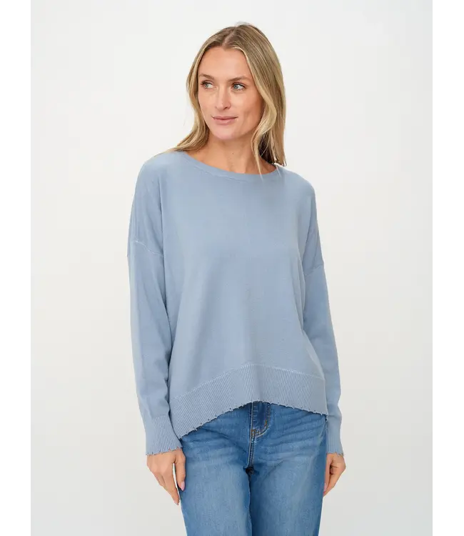 Angii Frayed Crew Neck Sweater
