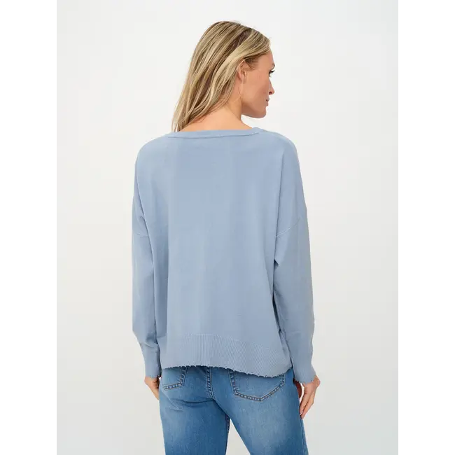 Angii Frayed Crew Neck Sweater
