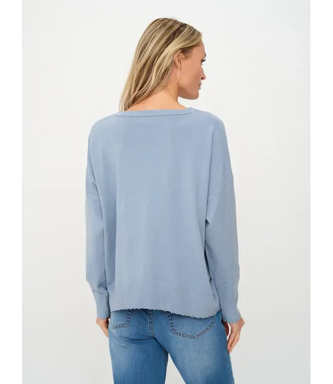 Angii Frayed Crew Neck Sweater