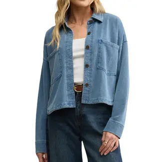Z Supply All Day Cropped Knit Denim Jacket