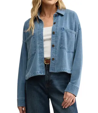 Z Supply All Day Cropped Knit Denim Jacket