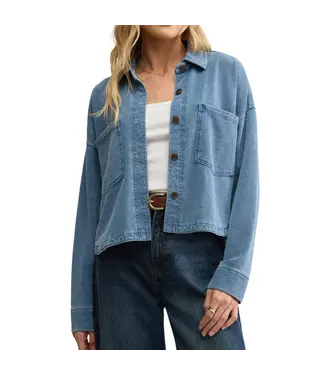 Z Supply All Day Cropped Knit Denim Jacket