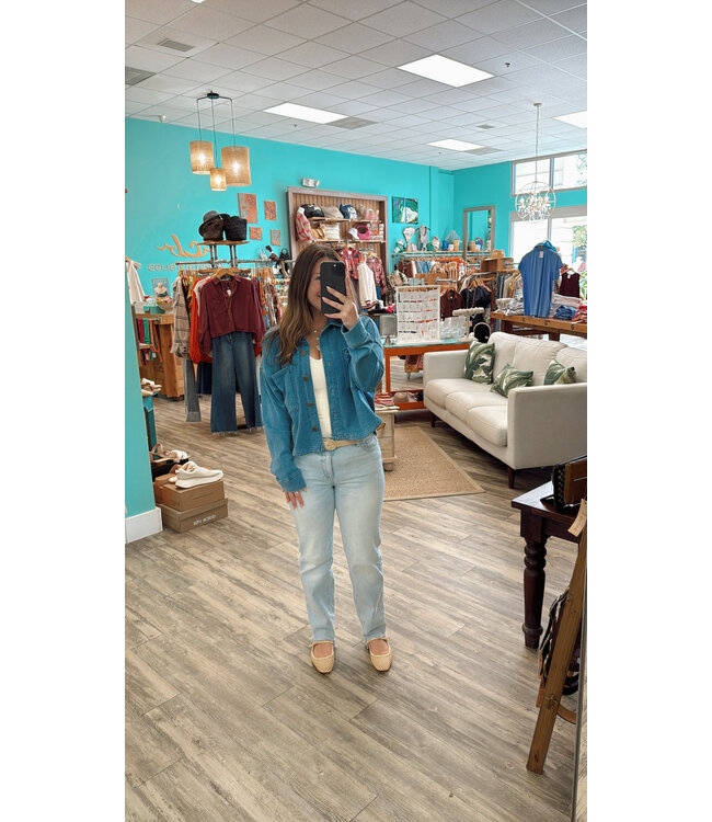 Z Supply All Day Cropped Knit Denim Jacket