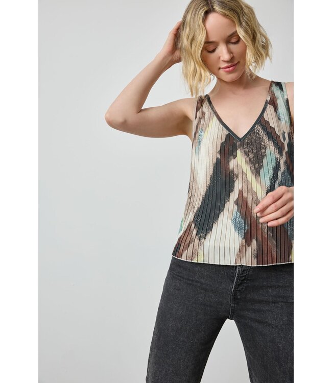 Lilla P Pleated V-Neck Shell