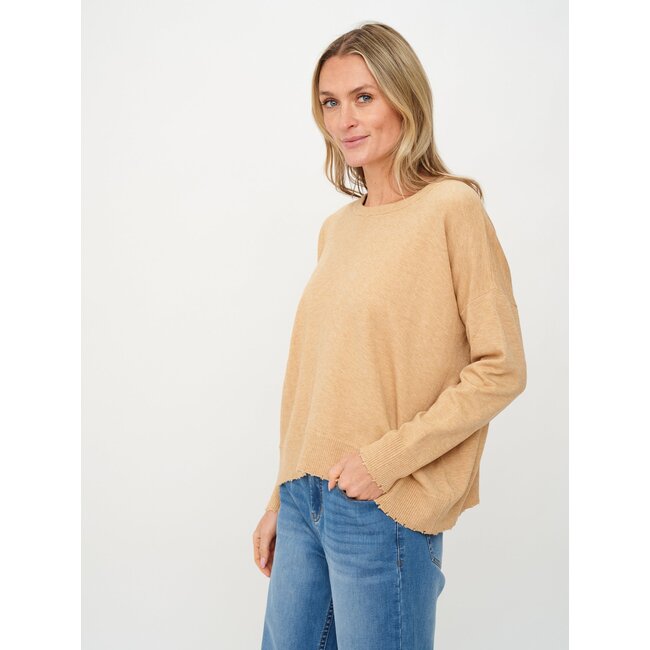 Angii Frayed Crew Neck Sweater