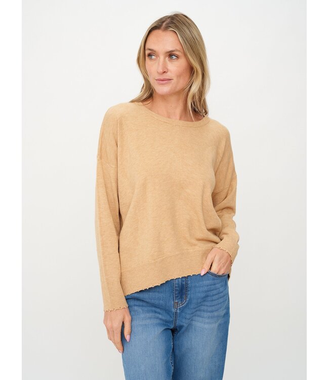Angii Frayed Crew Neck Sweater
