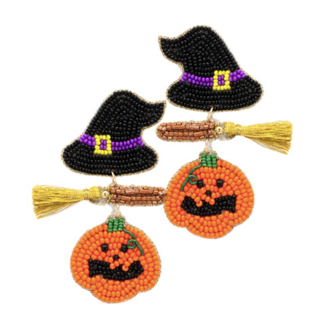 Halloween Broom & Witch Hat Earrings