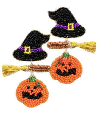 Halloween Broom & Witch Hat Earrings