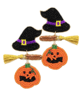 Halloween Broom & Witch Hat Earrings