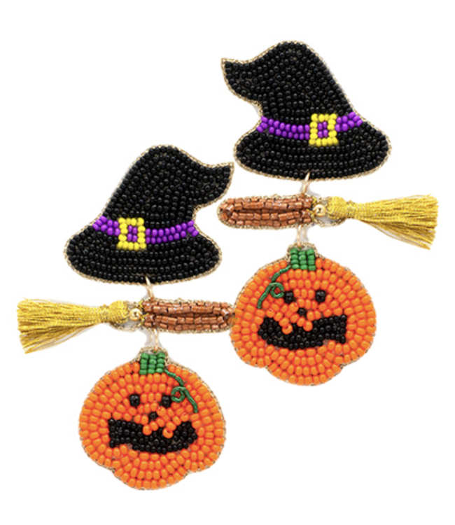 Halloween Broom & Witch Hat Earrings