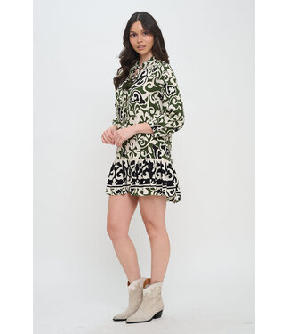 Sienna Scroll L/S Short Dress