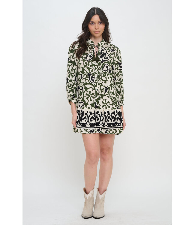 Sienna Scroll L/S Short Dress