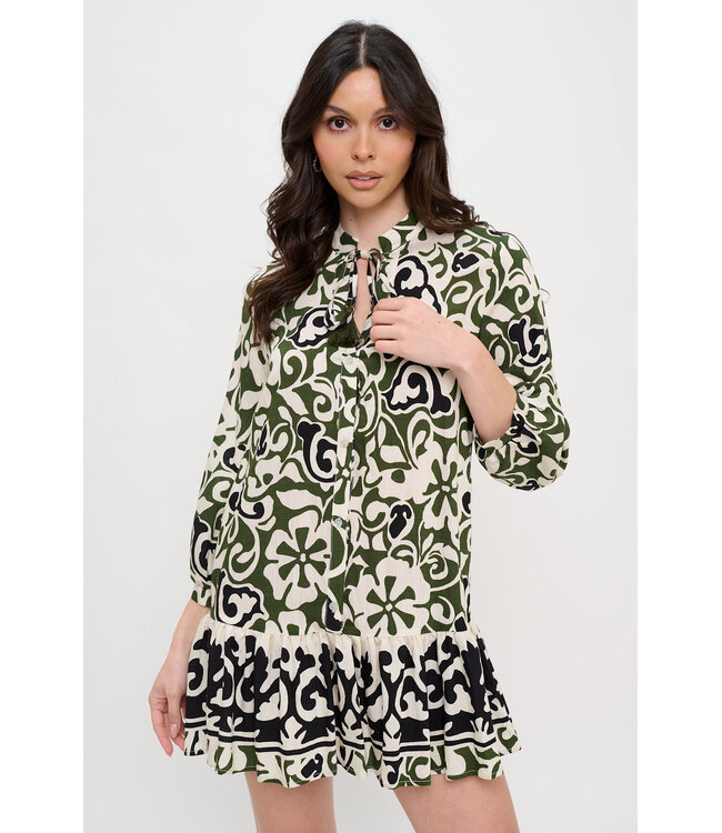 Sienna Scroll L/S Short Dress