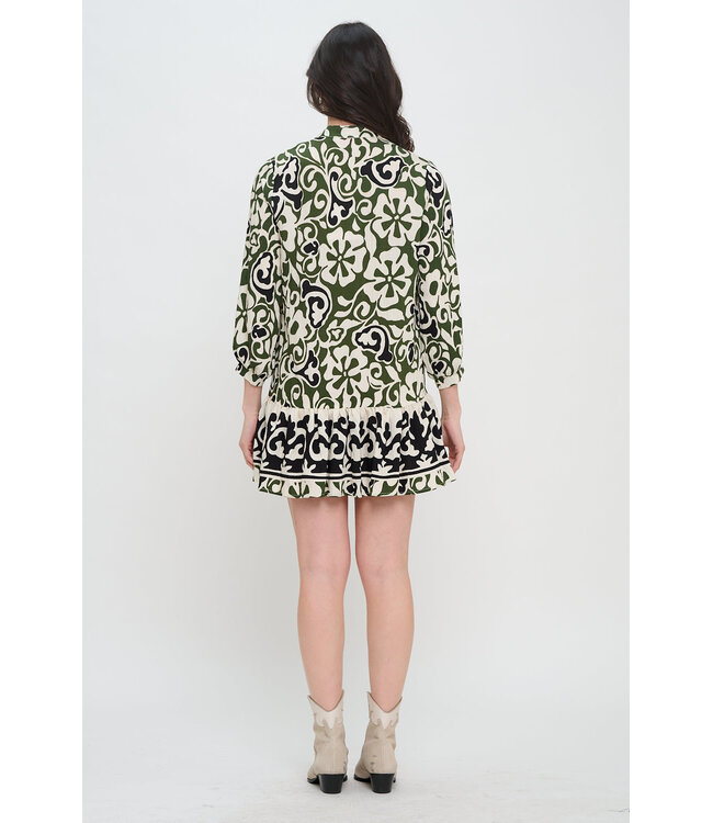 Sienna Scroll L/S Short Dress