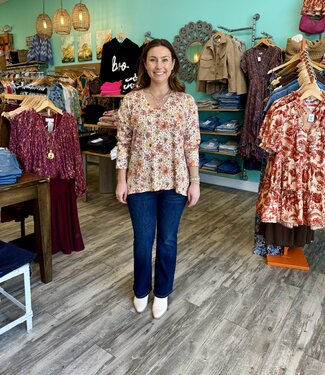 Flowers in the Fall V-Neck Top