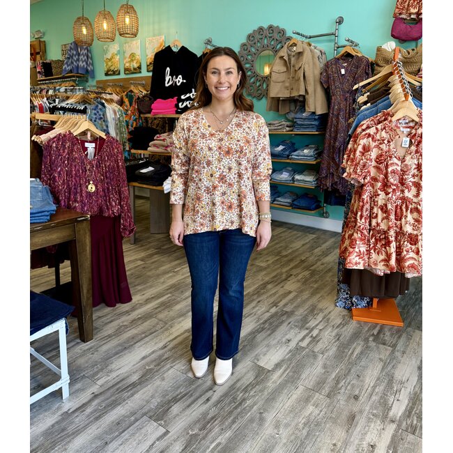 Flowers in the Fall V-Neck Top