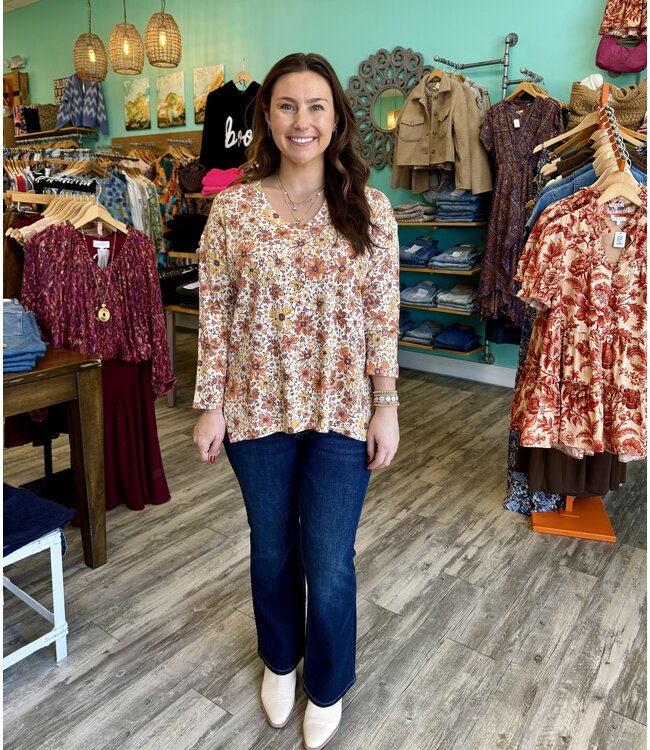 Flowers in the Fall V-Neck Top