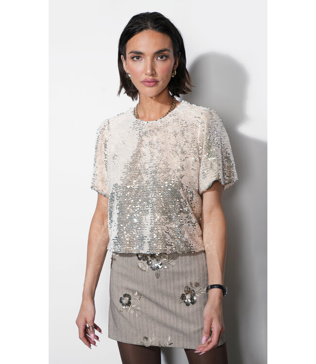Greylin Grace Velvet Sequin Bubble Top