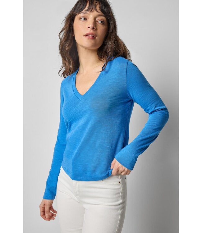 Lilla P Long Sleeve Self Trim V-Neck