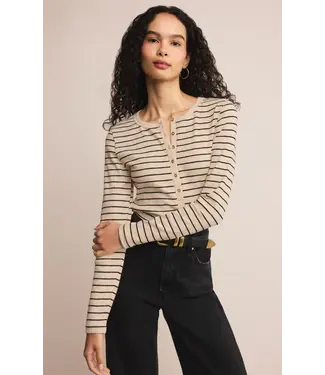 Z Supply Evie Stripe Henley L/S Tee