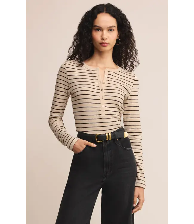 Z Supply Evie Stripe Henley L/S Tee
