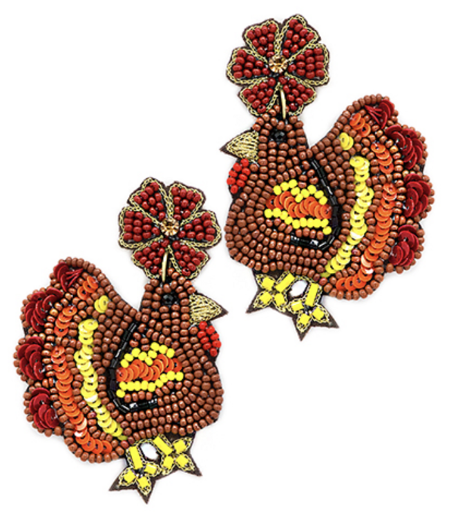 Turkey Time Beaded Earring
