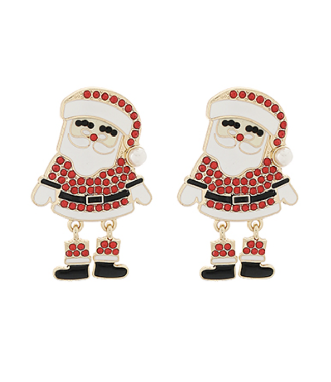Shimmery Santa Earrings