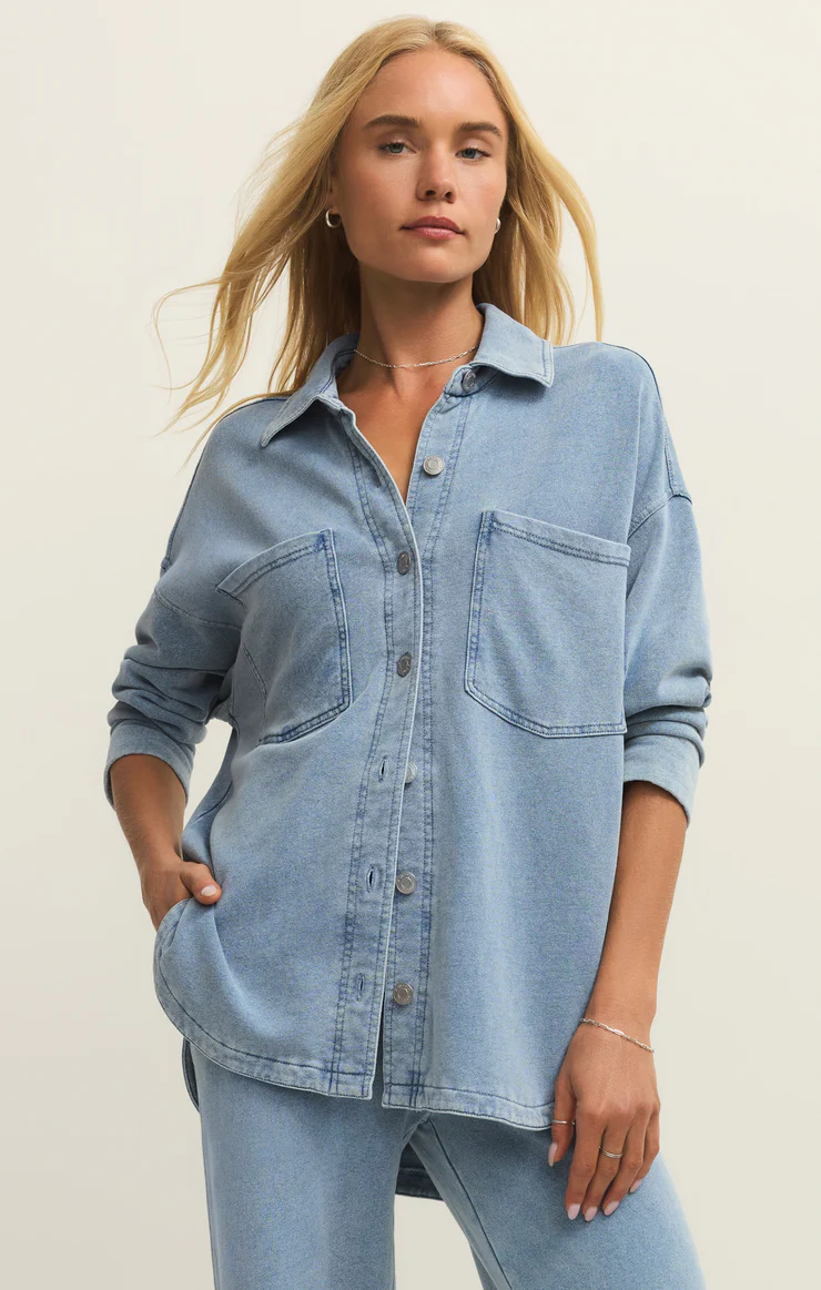 All Day Knit Denim Jacket - Coastal Bliss