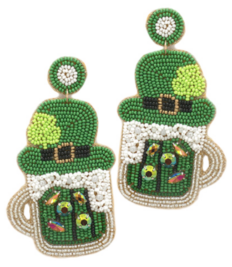 St. Patrick’s Beer Wearing Hat Earrings