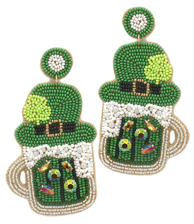 St. Patrick’s Beer Wearing Hat Earrings