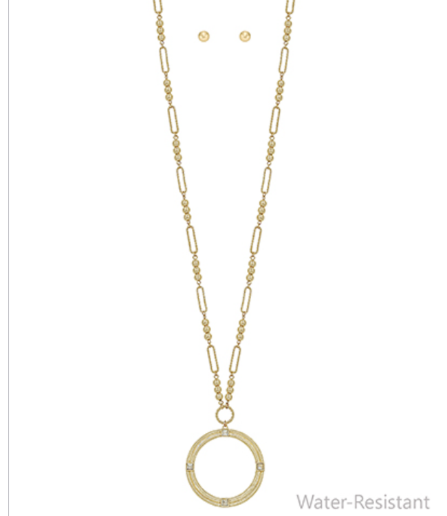 Clip Chain Round Pendant Necklace