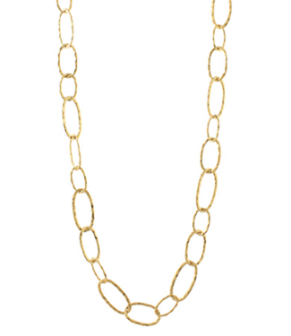 Textured Oval Link Long Necklace