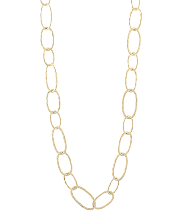 Textured Oval Link Long Necklace