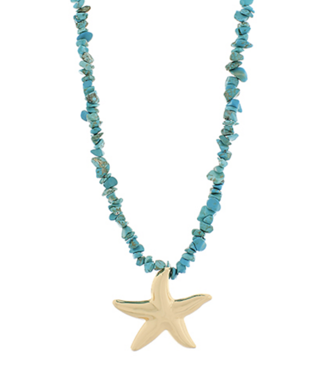 Chipped Stone and Charm Necklace