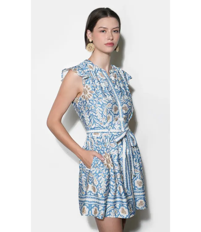 Greylin Bailey Flutter Sleeve Belted Mini