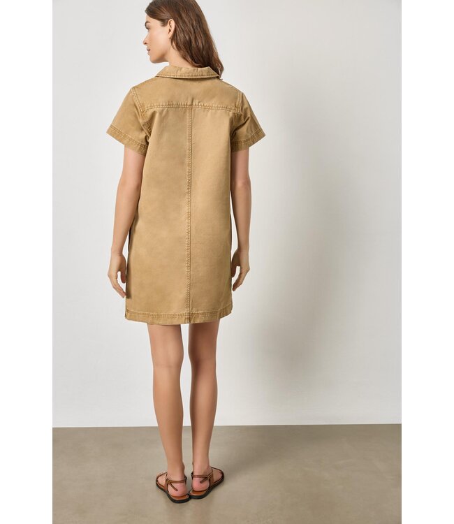 Lilla P Twill Split Neck Collared Dress