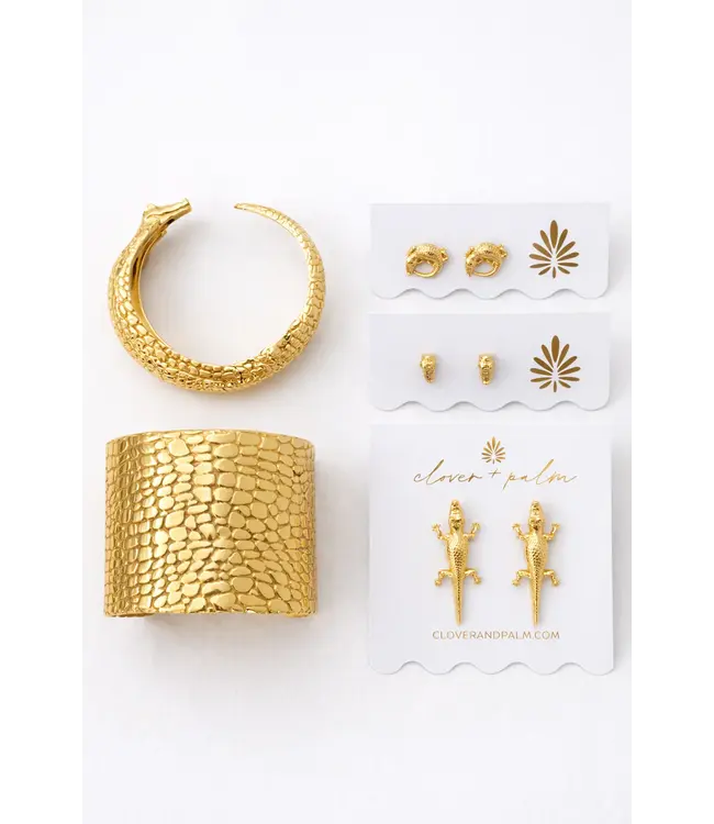 Clover + Palm Alligator Studs