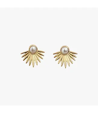 Clover + Palm Palm Frond Pearl Posts