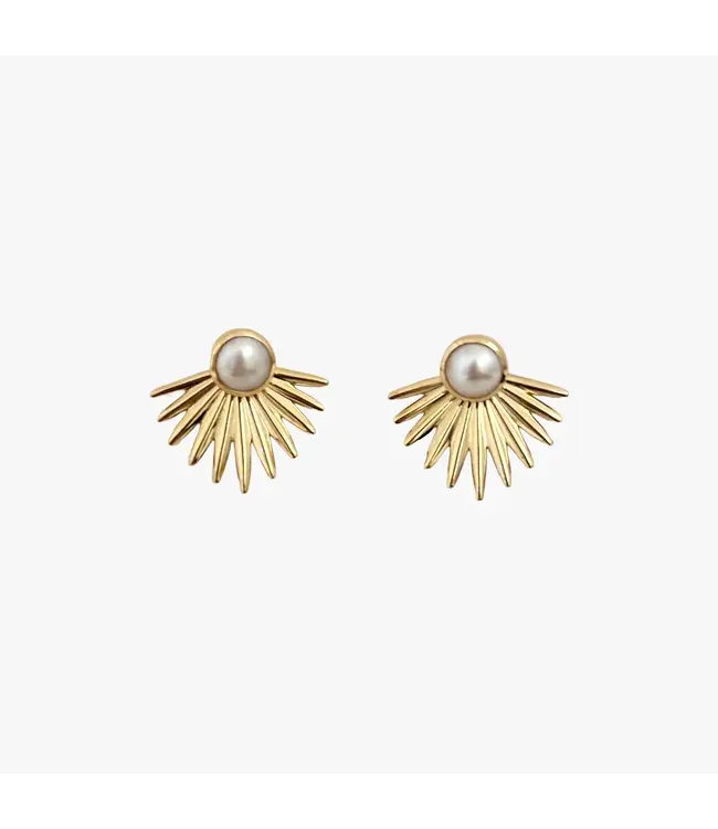 Clover + Palm Palm Frond Pearl Posts