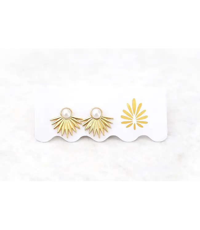 Clover + Palm Palm Frond Pearl Posts