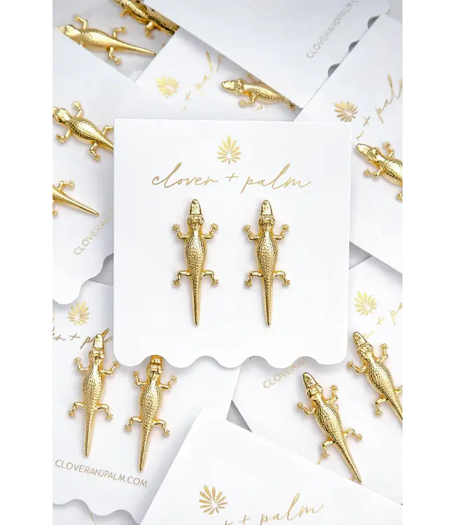 Clover + Palm Alligator Earrings
