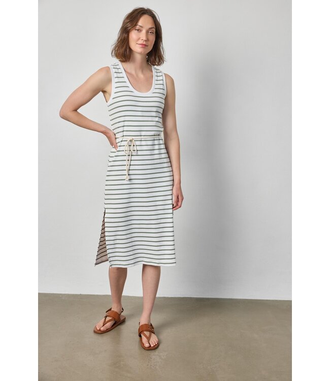 Lilla P Rib Stripe Side Slit Tank Dress