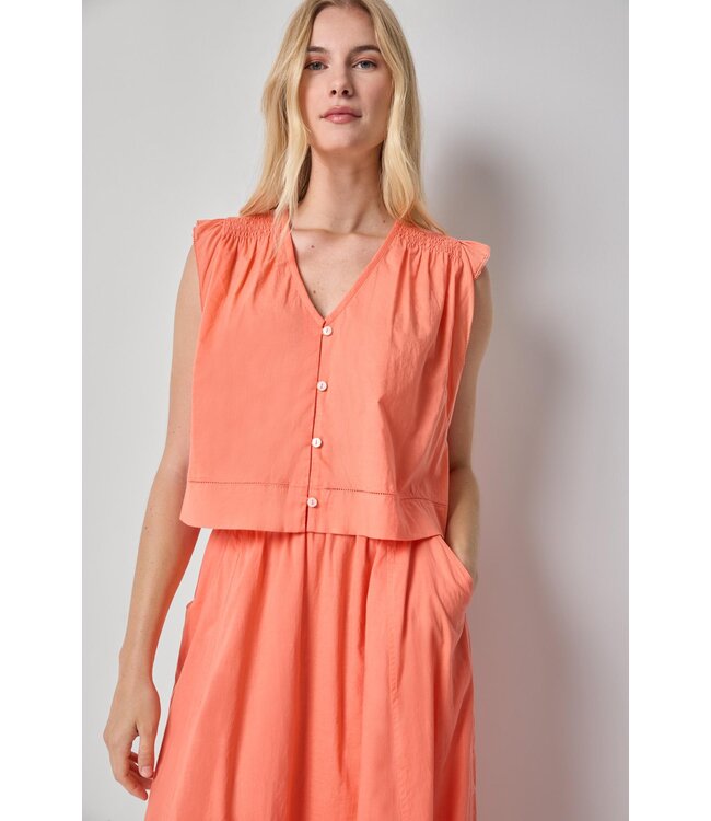 Lilla P Smocked Shoulder V-Neck