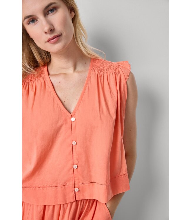 Lilla P Smocked Shoulder V-Neck