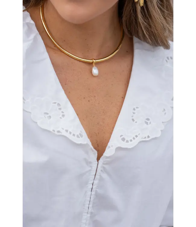 Clover + Palm Pearl Collar Necklace
