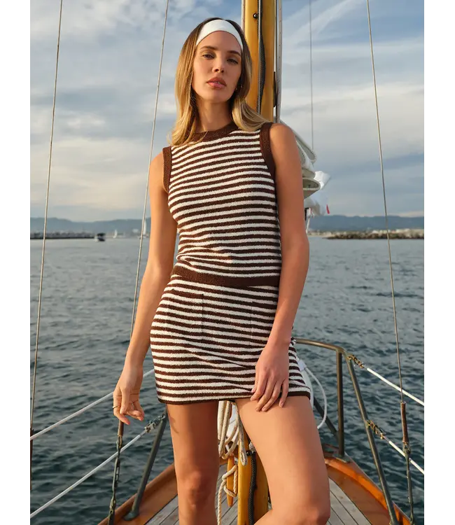 525 Alessia Teddy Stripe Crew Neck Tank