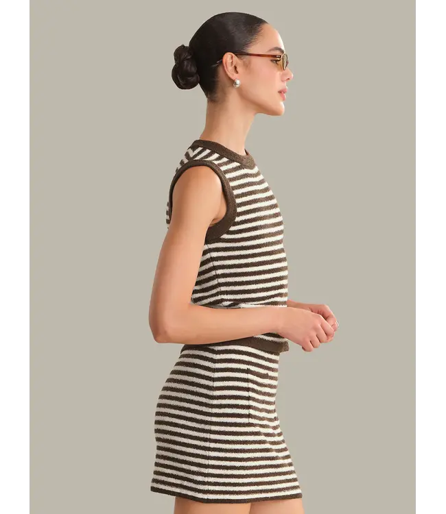 525 Alessia Teddy Stripe Crew Neck Tank